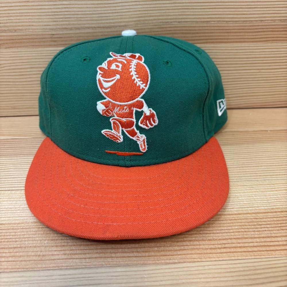 New York Mets New Era 59FIFTY Mr Met Logo Fitted Hat/Cap 7 1/4 Wool Made USA